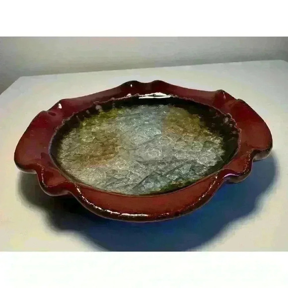Geode Studio Art Pottery Trinket Bowl Ashtray Crackle High Gloss Glaze Stunning - Picture 2 of 7